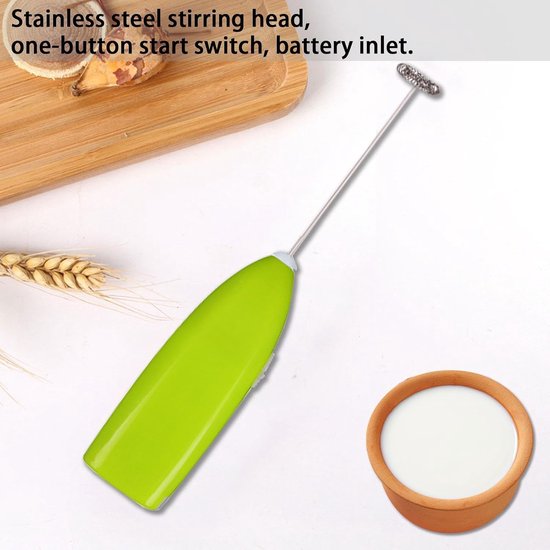 Handmixer - Drankgarde Koffieopschuimer - Snel Mixen Schuim Maken - Compact Draagbaar Design - 19.8cm Lengte - Groen — afbeelding 2