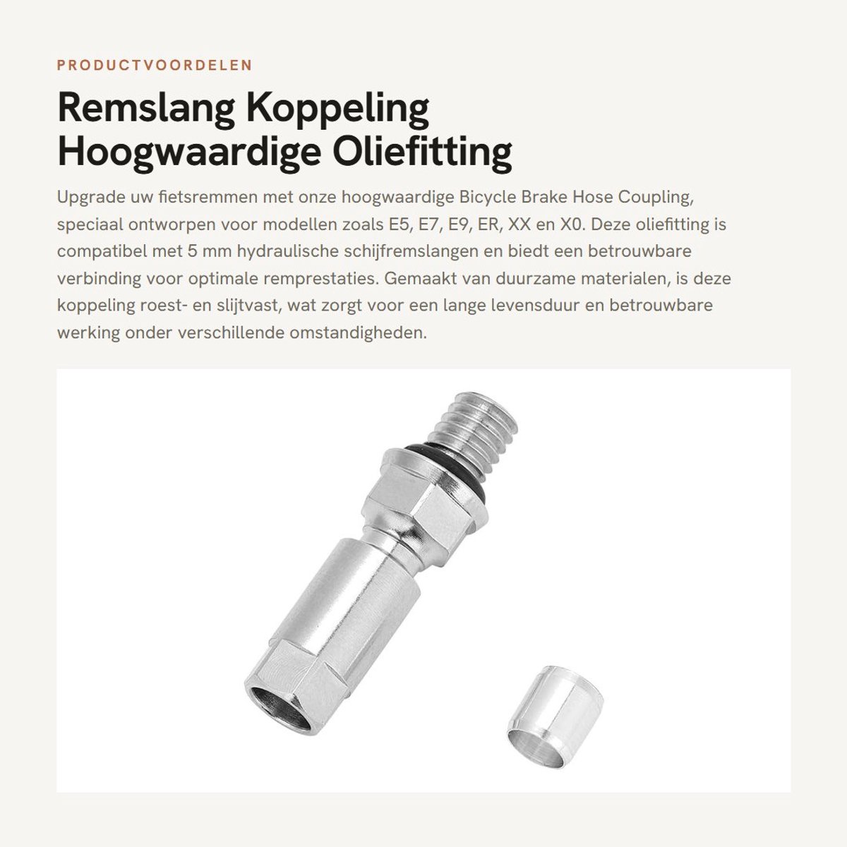 Dailygoods- Remslang Koppeling Geschikt Voor E5/E7/E9/ER/XX/X0 - Hydraulische Remslang - Roestvrij Staal/Copper - Hoogwaardige Vervangingsonderdeel - Eenvoudig Te Installeren - 3 x 0,8 cm - Remkoppeling