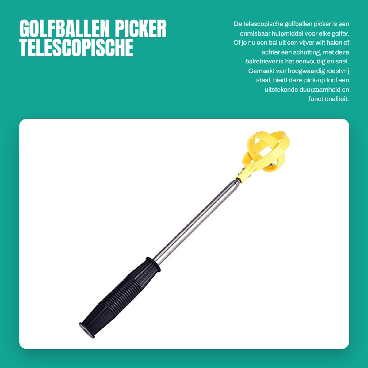 Dailygoods- Golfbal Picker - Telescopische Retriever - Roestvrij Staal - Lichtgewicht - Automatische Vergrendeling - Comfortabele Handgreep - Golfbalretriever