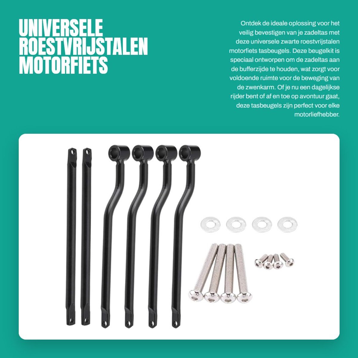 Dailygoods- Motorfiets Tasbeugels Universele Roestvrijstalen - Zadeltas Houder - Beugelset - Steun - Rijveiligheid - Hoogwaardige Betrouwbaarheid - Zadeltasbeugels