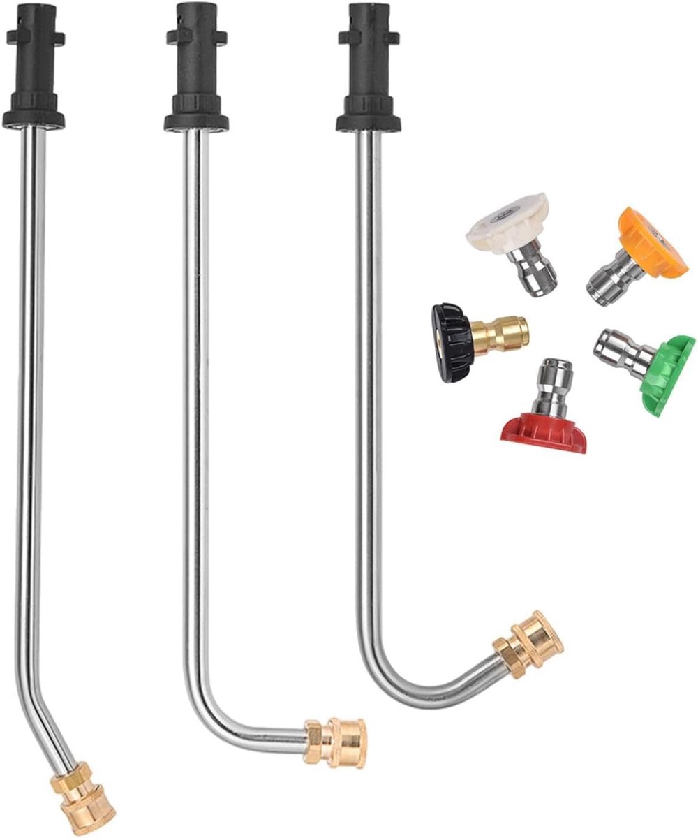 Hogedrukreiniger Verlengstaaf - Hogedrukspuit Accessoire - Buiten Reinigen - Vijf Spuitmonden - 45 x 15 x 5 cm - Metaal