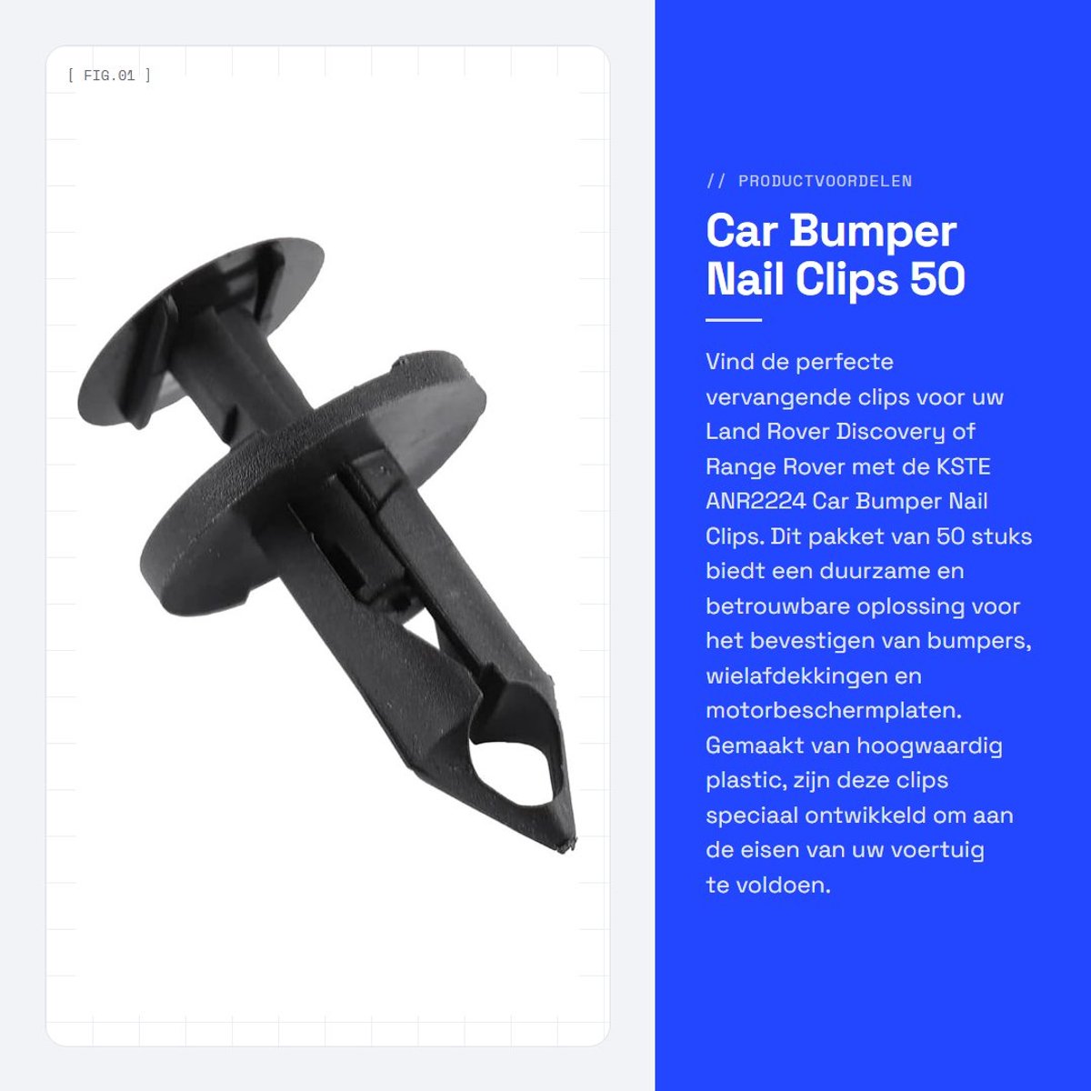 Dailygoods- Bumper Clips - Vervangingsonderdelen ANR2224 - Set van 50 - Geschikt voor Land Rover Discovery/Rangerover - Hoogwaardige kunststof - Eenvoudig te installeren - Clipset