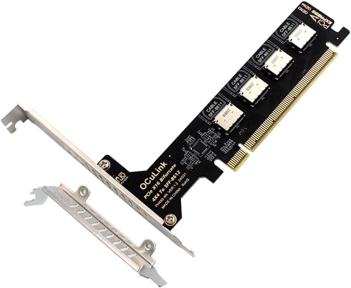 PCIe 4.0 X16 adapter met 4 poorten - SFF-8611/8612 naar PCI Express uitbreiding - ShopVlot