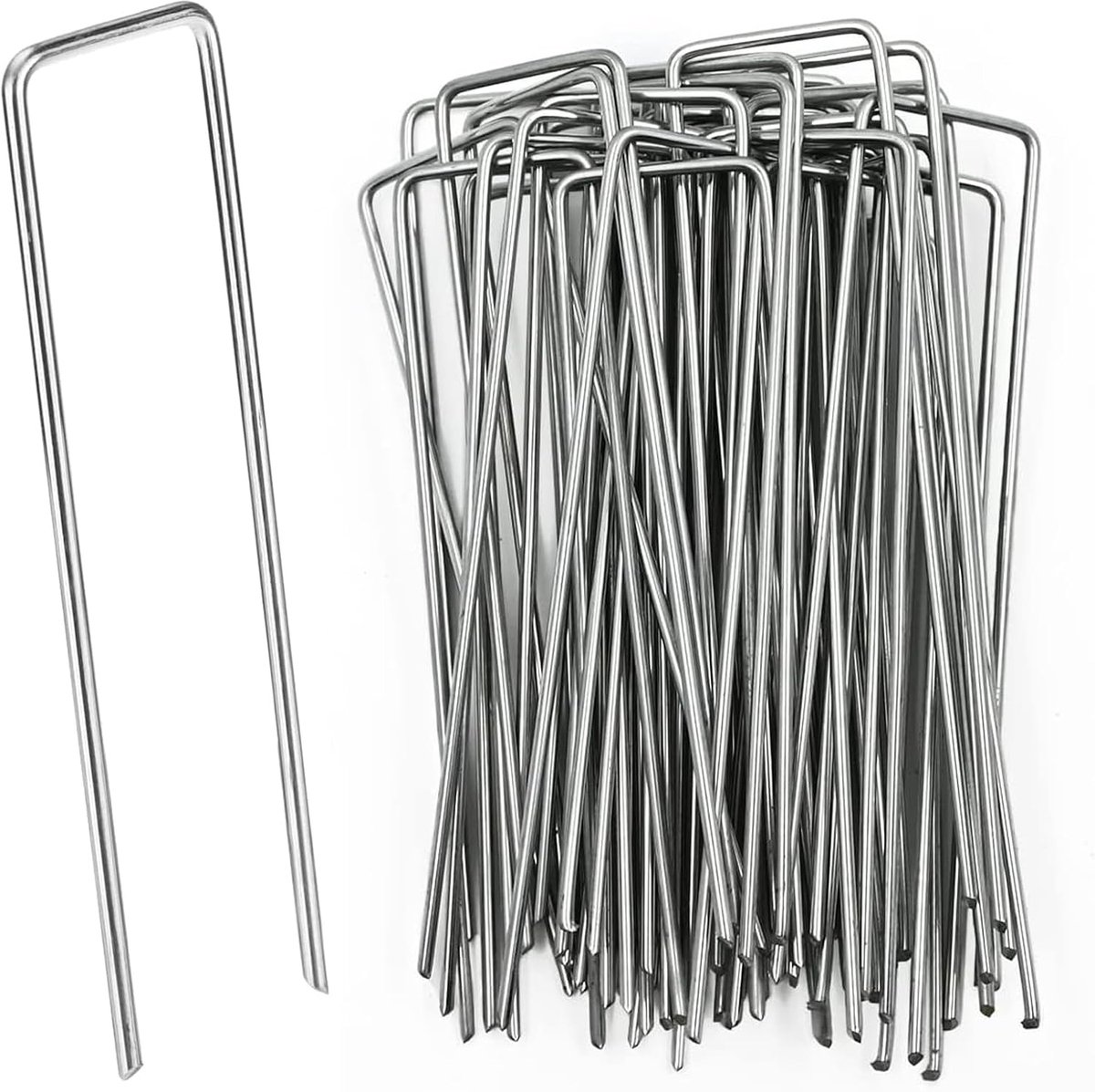 Stalen pennen 50 stuks - gegalvaniseerd - 2,5 x 40 x 200 mm - ideaal voor het bevestigen van onkruiddoek - ShopVlot