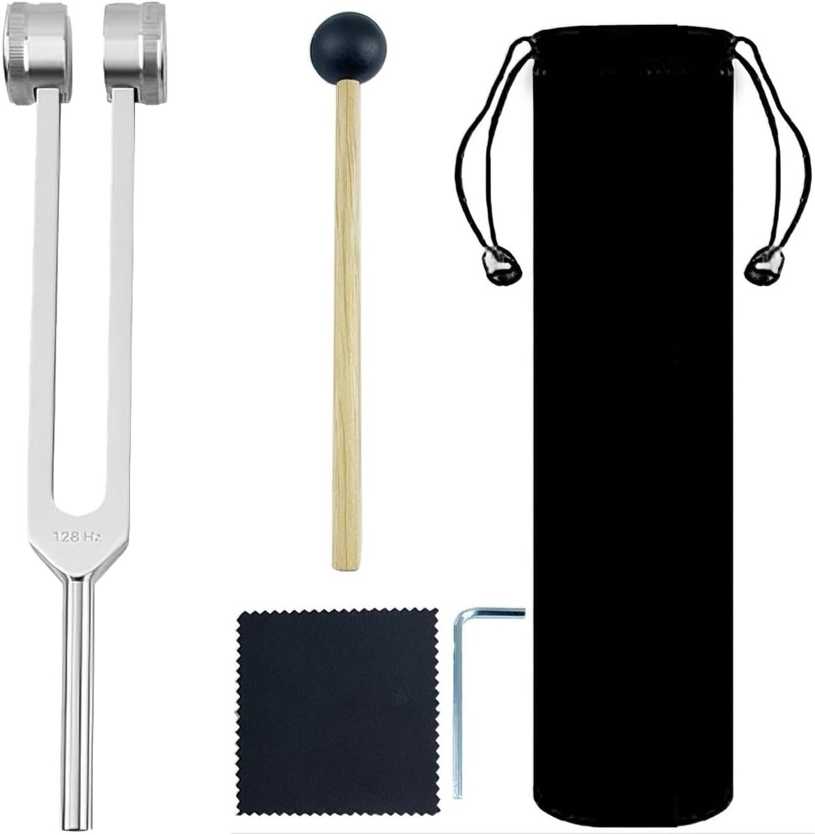 Tuning Fork 128 Hz - Aluminium - Inclusief siliconen hamer - Voor trillingstherapie - ShopVlot