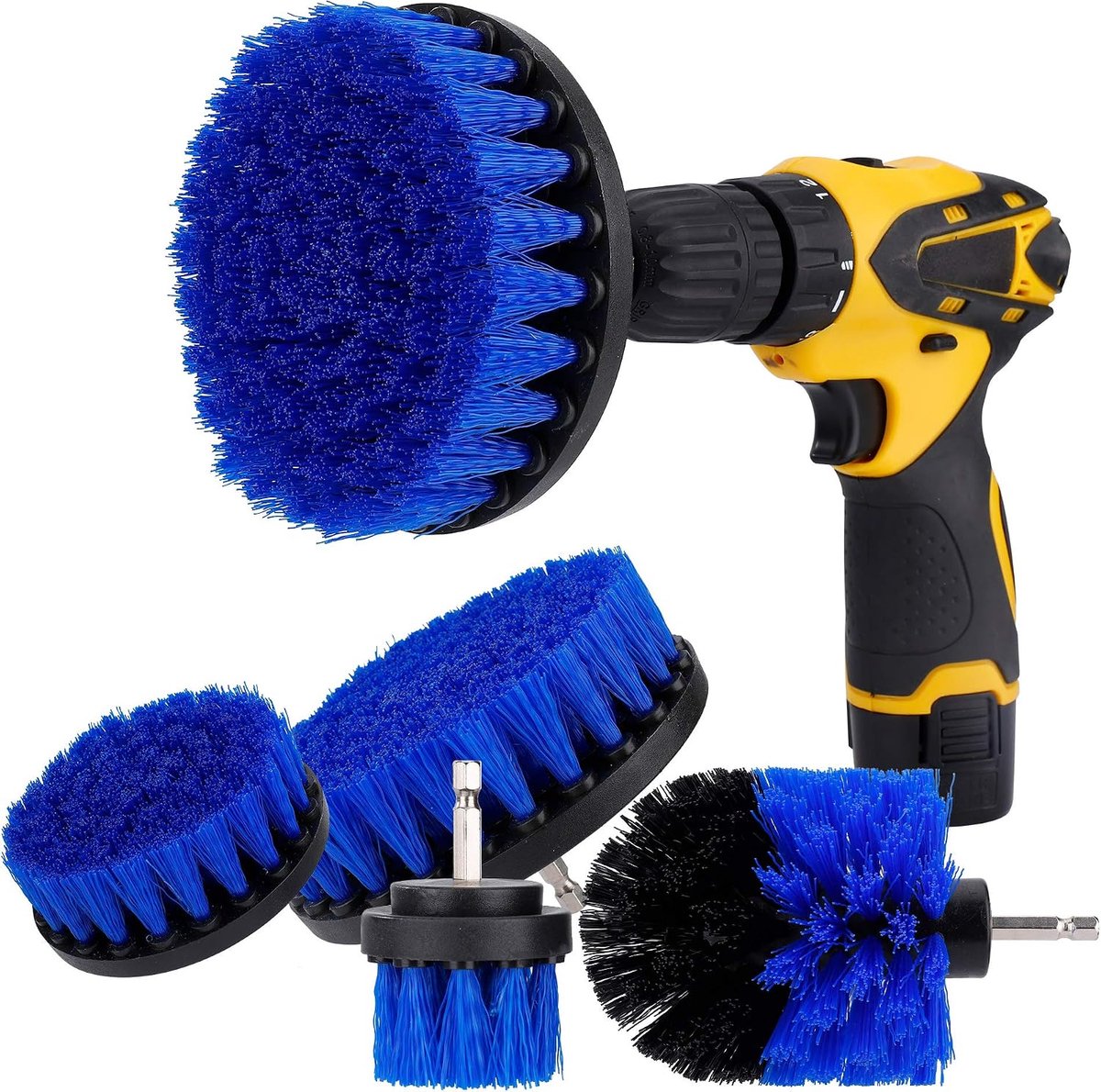 Schoonmaakborstels set 4 delig - Voor boormachine - Blauw - Effectief reinigen van tegels en badkamers - ShopVlot