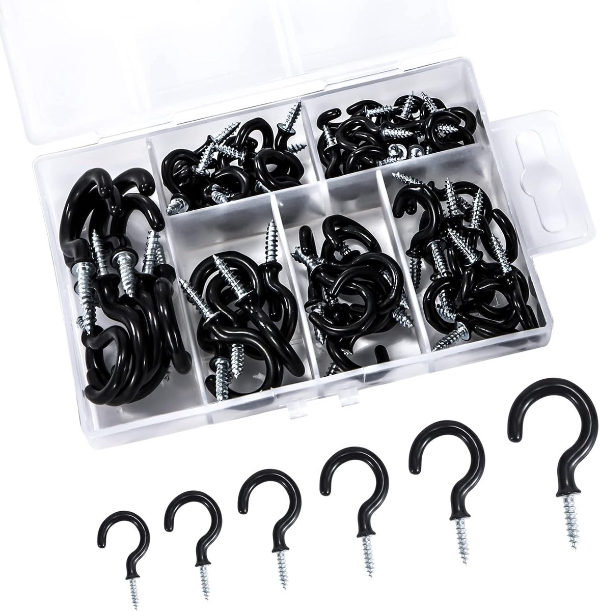 Schroefhaken 70 stuks - metalen bekerhaken - vinylcoating - ideaal voor ophangen van kopjes en sleutels - ShopVlot