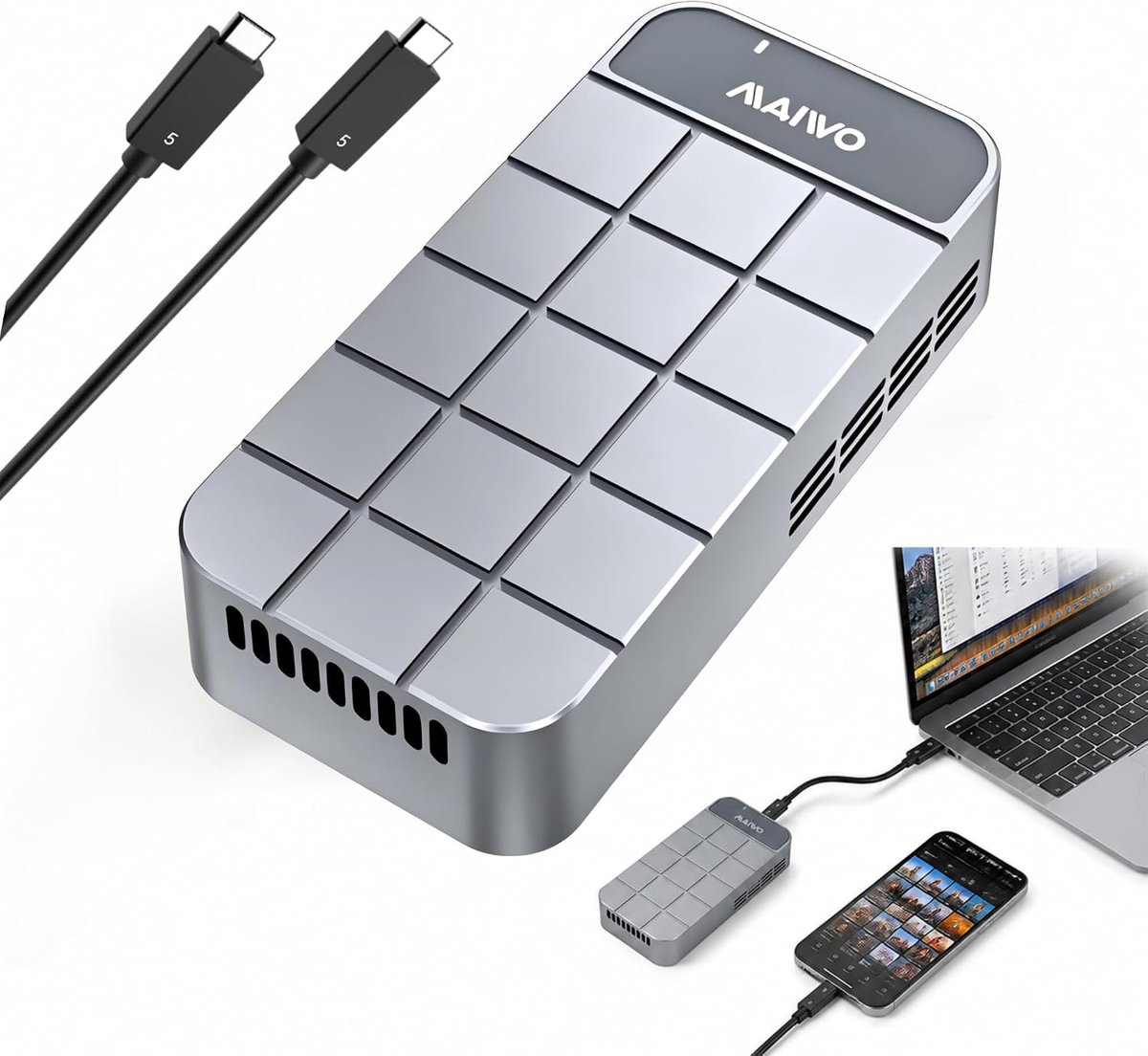 M.2 NVMe SSD behuizing 80Gbps - aluminium - met ventilator - ideaal voor 8K video editing - ShopVlot