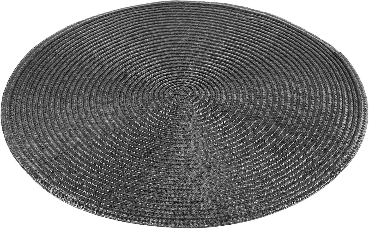 Ronde placemats 38 cm - donkergrijs - afwasbaar - perfect voor eettafel - ShopVlot