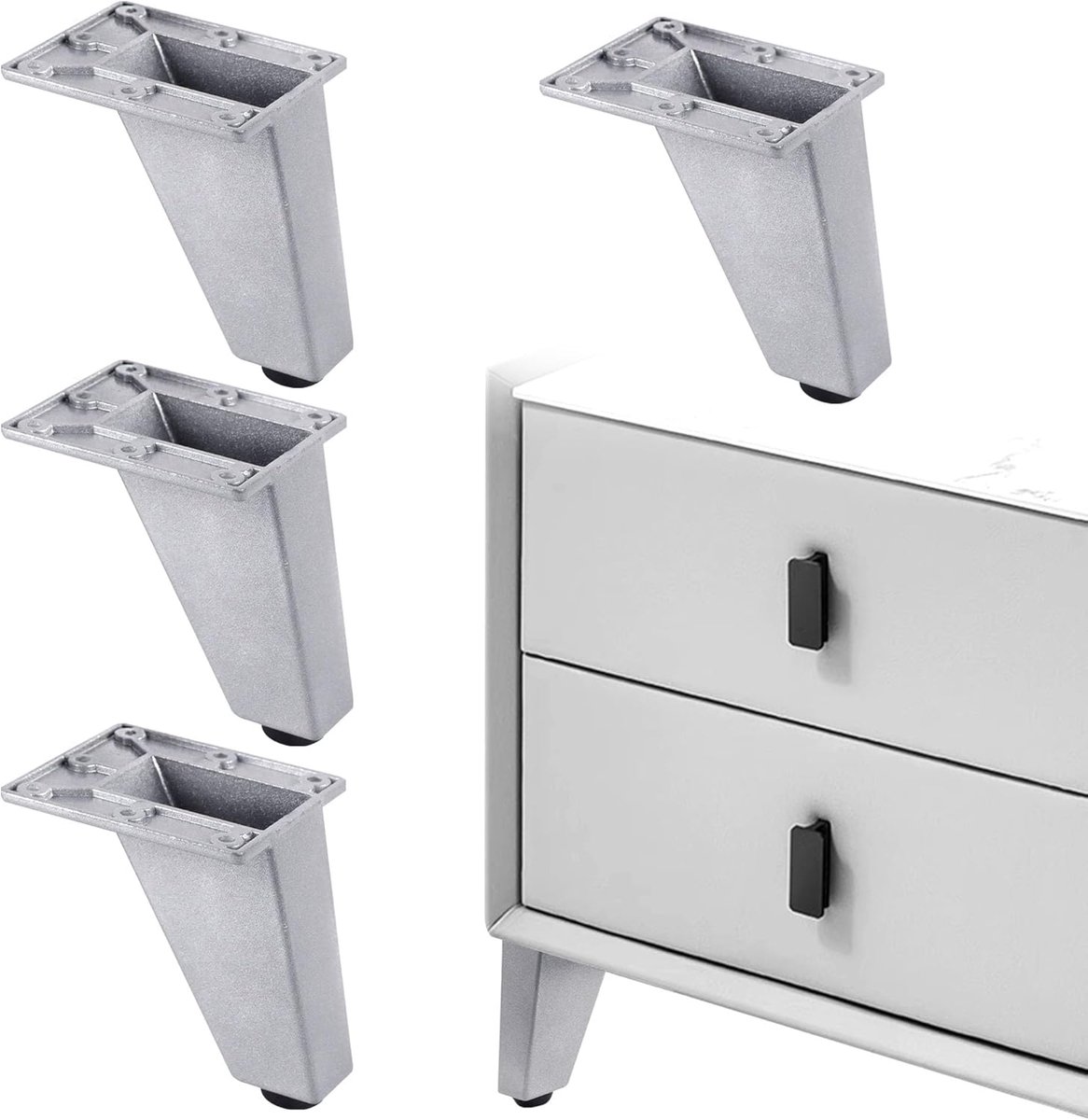 Meubelpoten 8 cm - aluminium - hoogte verstelbaar - ideaal voor sofa en tafel - ShopVlot