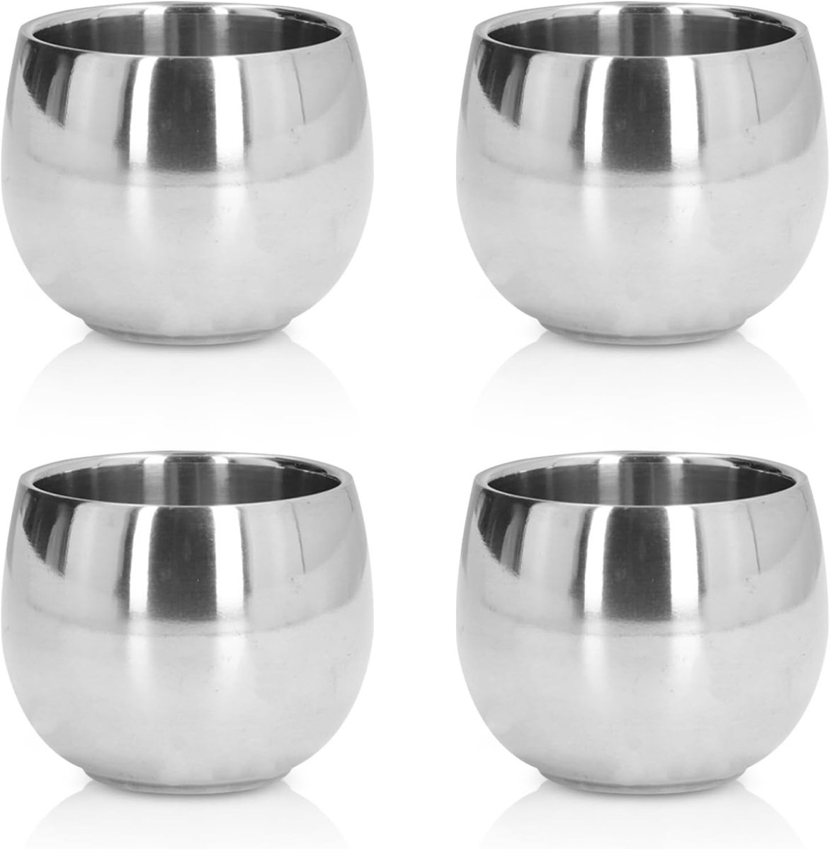 Set van 4 RVS Dubbelwandige Espresso Bekers - Onbreekbare Geïsoleerde Theekopjes voor Camping en Thuisgebruik