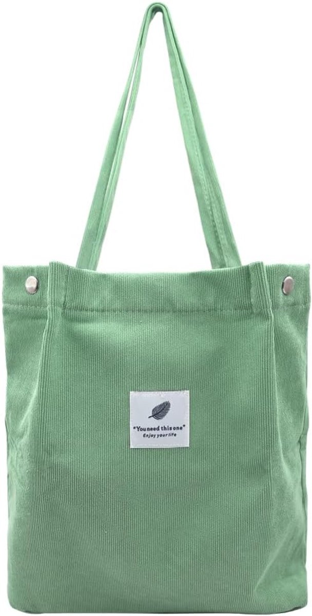 Tote bag grote capaciteit - ribfluwelen canvas - kleurrijke lijnen - ideaal voor dagelijks gebruik - ShopVlot