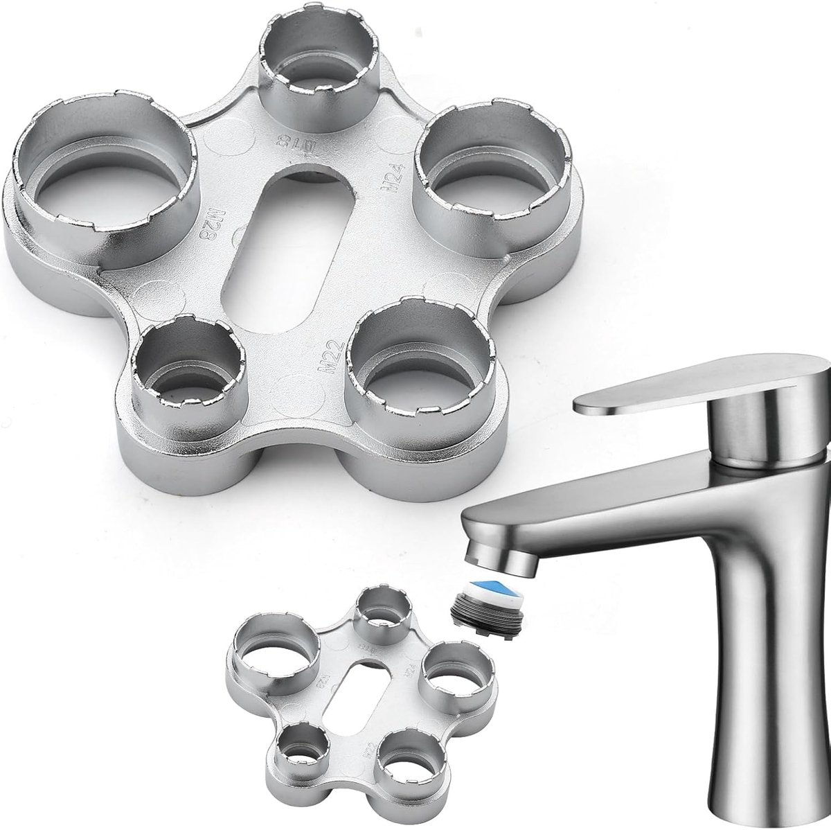 Faucet Wrench 5 in 1 - Universele sleutel - M18 M20 M22 M24 - Eenvoudig in gebruik - ShopVlot