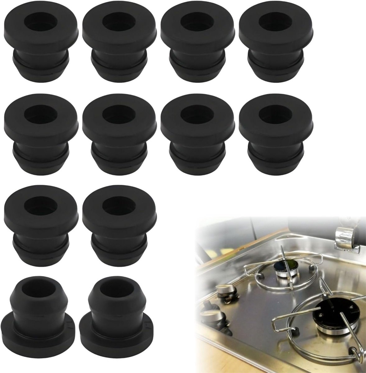 Conische rubber stoppen 12 stuks - rubberen voeten voor potstands - bescherming tegen slijtage - ShopVlot