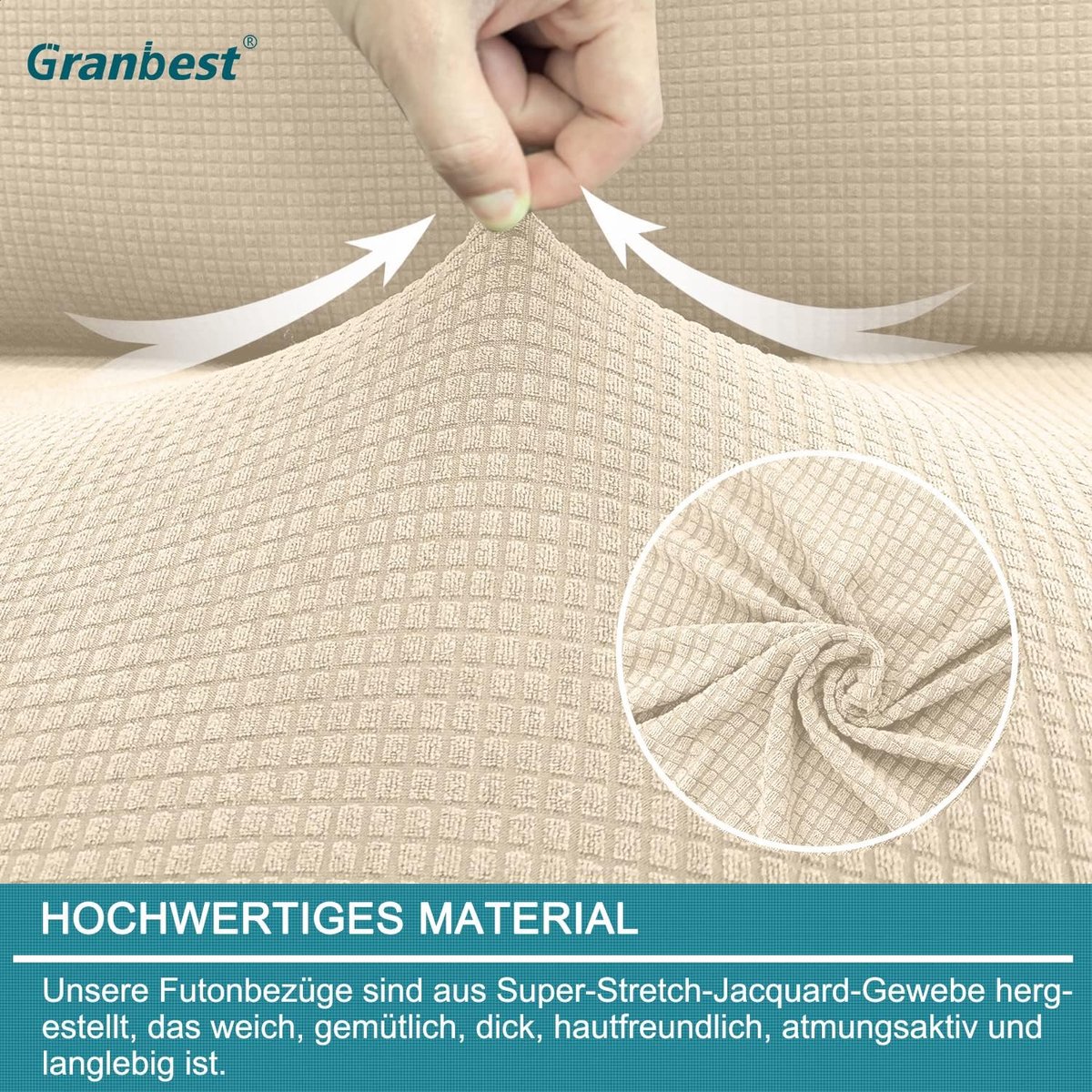 Futon hoes waterdicht - hoge rekbaarheid - beige - beschermt tegen vlekken voor gezinnen - ShopVlot