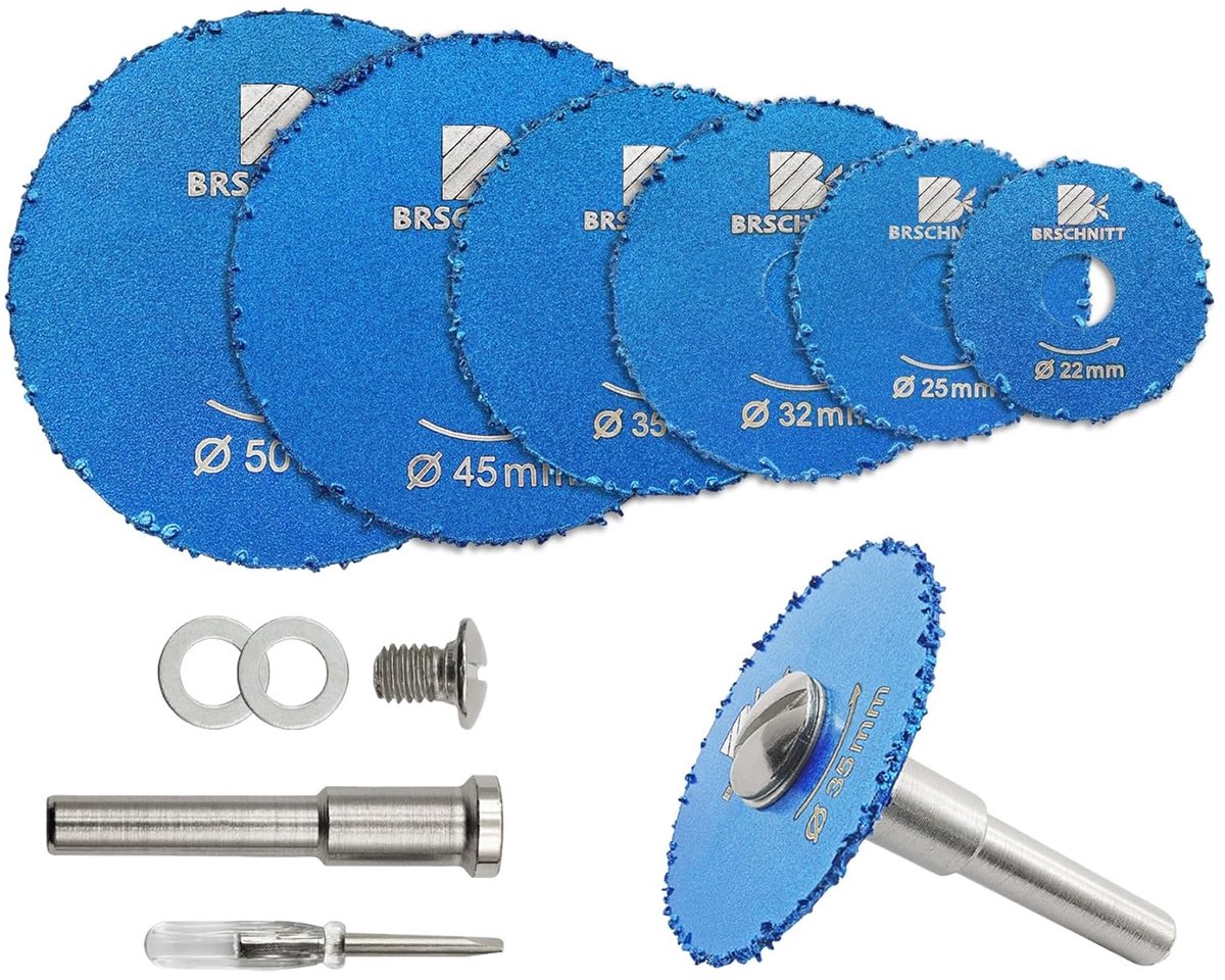 Cirkelzaagblad set 22/25/32/35/45/50MM - carbide geslepen - voor houtbewerking en meer - inclusief verlengstuk - ShopVlot