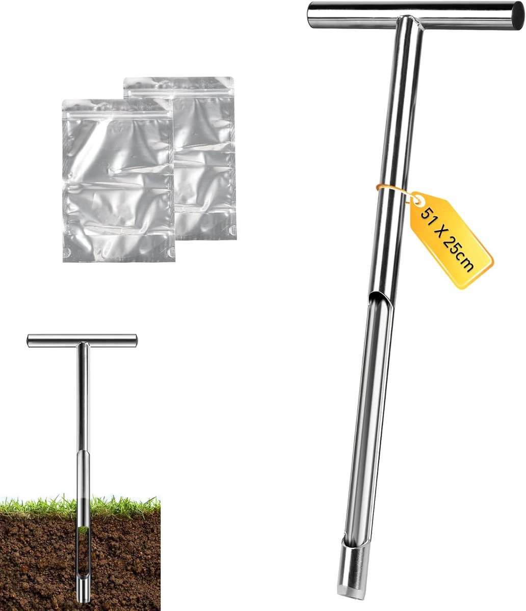 Bodemmonsternemer - Bodemsonde - Bodem Analyse - Roestvrij Staal - 51 cm - Zilver