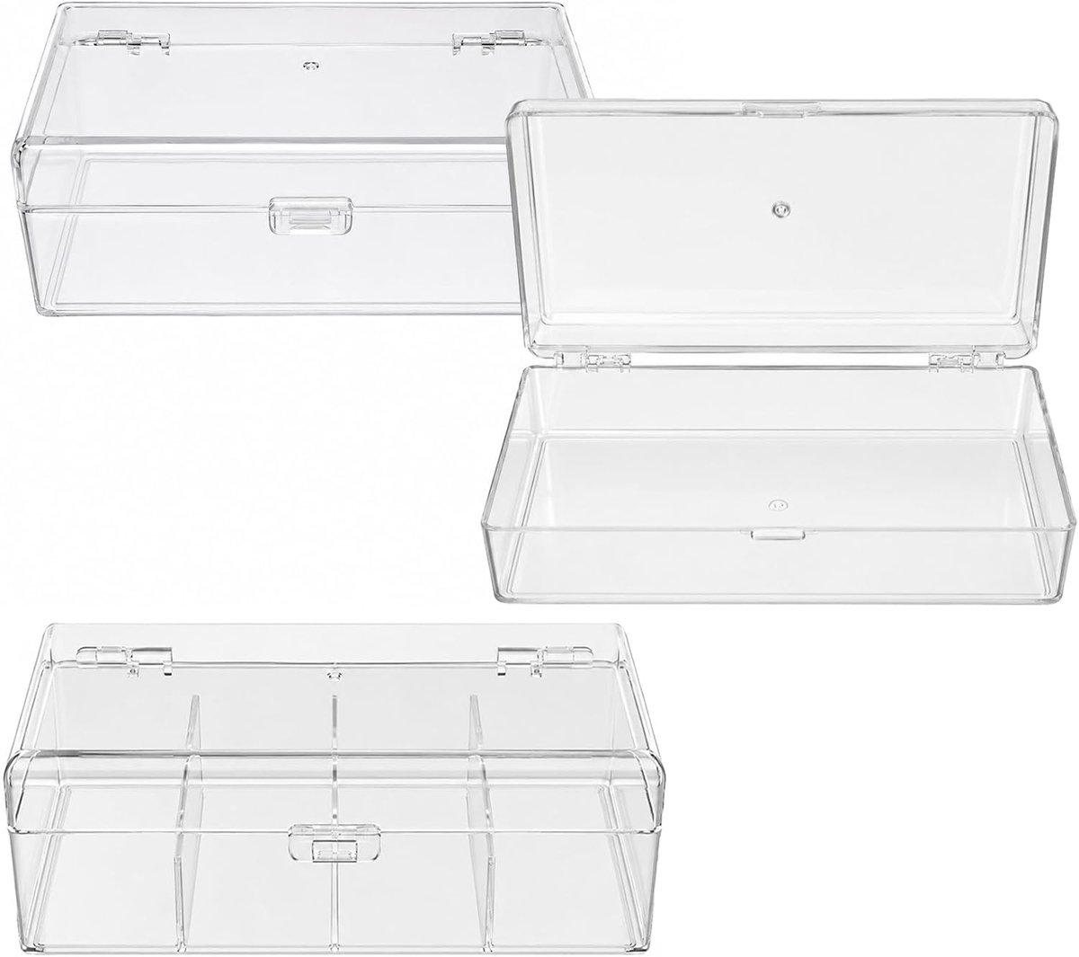 Cosmetica-organizer 3 stuks - stapelbaar acryl - met klapdeksel - voor make-up en sieraden - ShopVlot