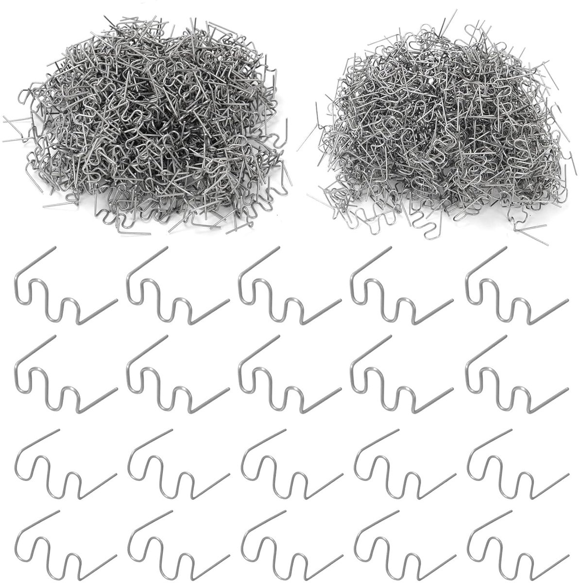 Set van 1000 kunststof lasknijpers 0,6 mm en 0,8 mm - roestvrij staal 304 - gegolfde nietjes - ShopVlot