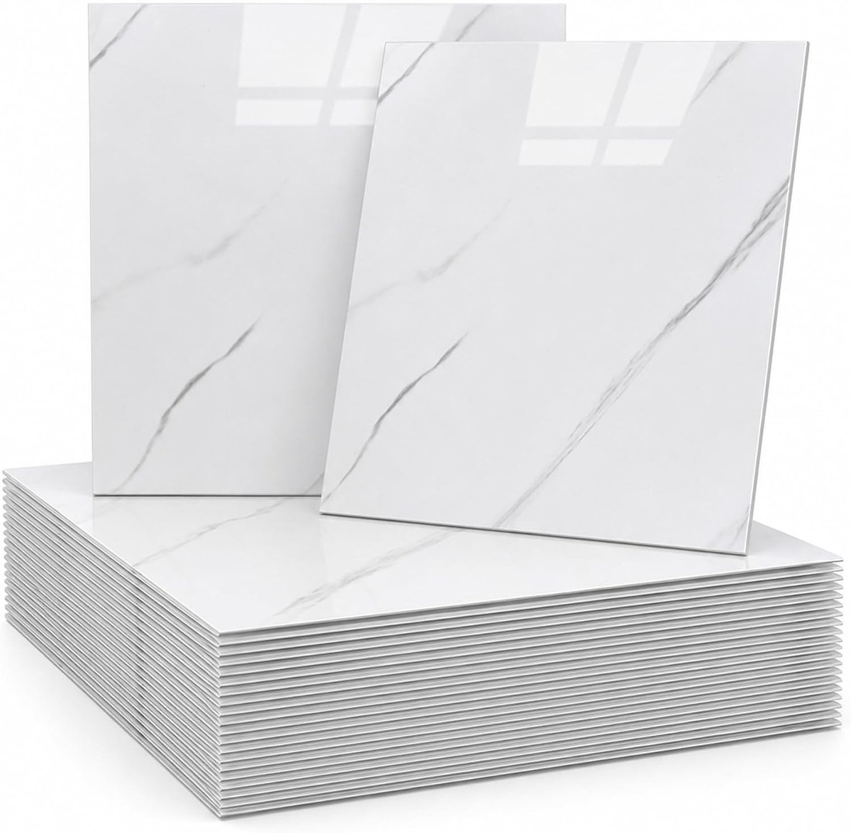 Tegelstickers - Vloeiend Wolkenwit - 30 x 30 cm - Zelfklevende Marmerlook - Voor Keuken, Badkamer en Woonkamer
