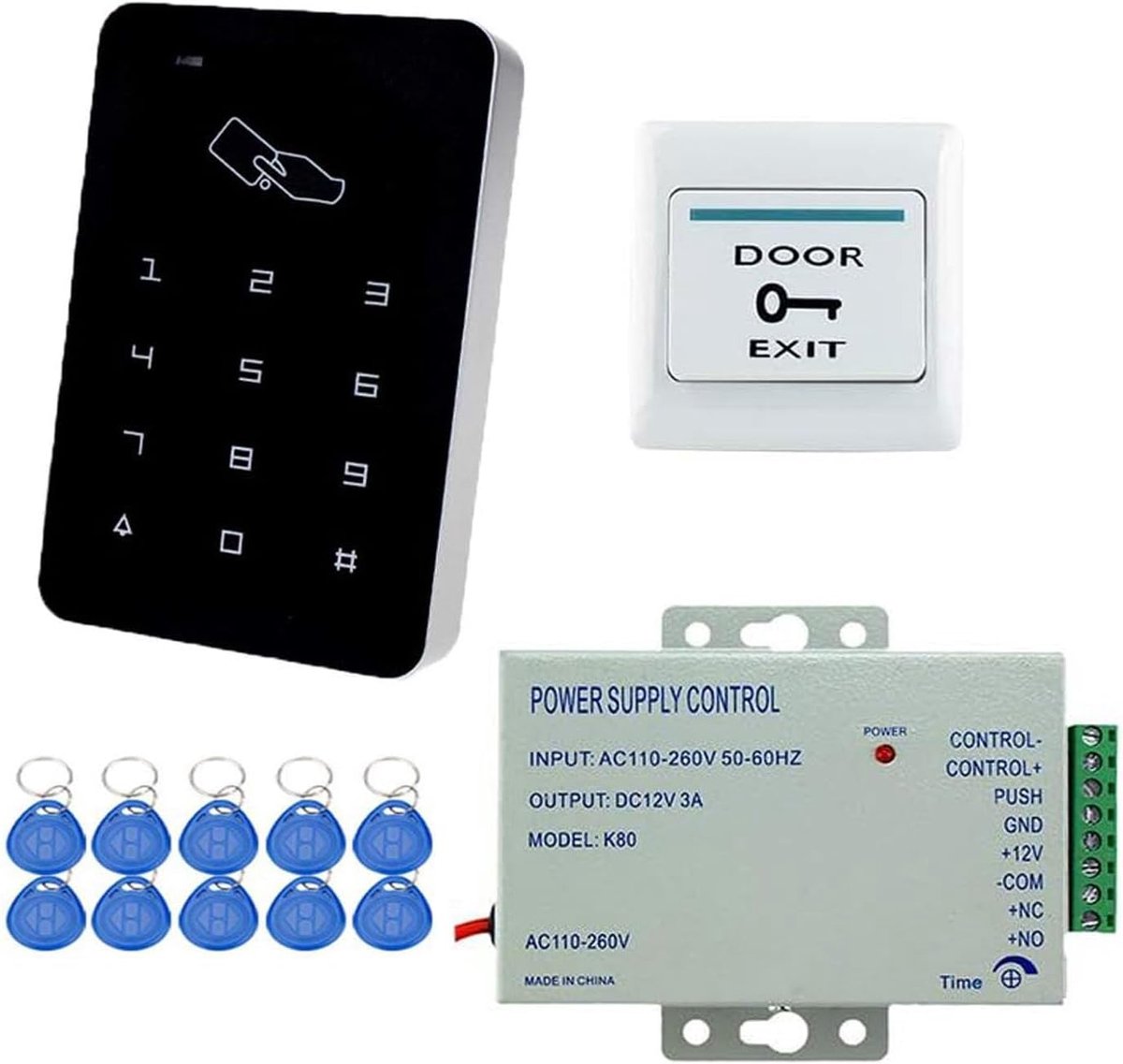 YAVIS RFID Access Control System Set Touch Screen Code Lock Door Opener Keyboard Device Standalone + K80 3A Power - ShopVlot
