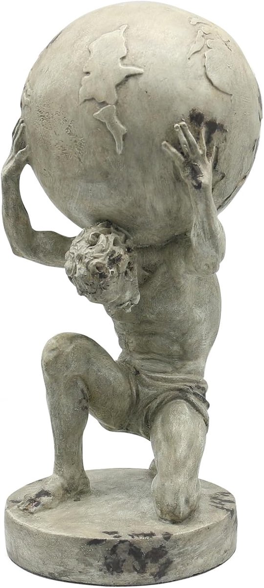 Atlas Holding Up World Resin Sculpture for Living Room, Table, Shelf, Office - ShopVlot