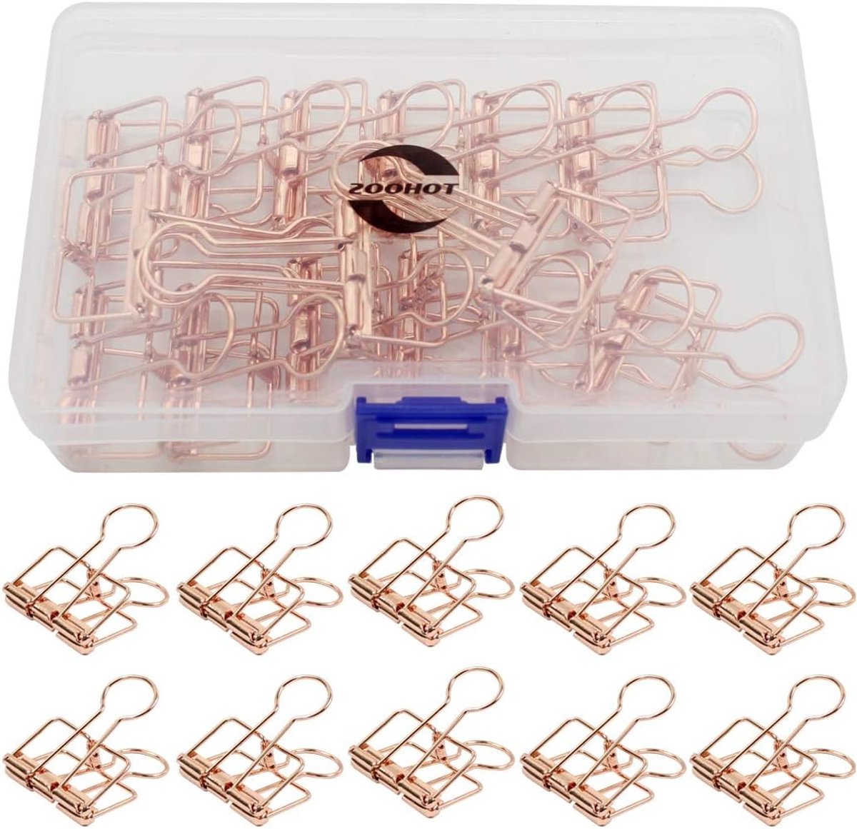 32mm Pink Gold Metal Binding Clamps - Pack of 15 - ShopVlot