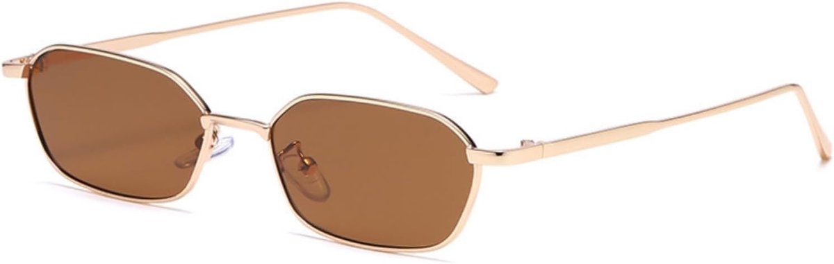 Classic small polygon sunglasses with thin metal frame, retro 70s style, adjustable nose pads, UV protection - ShopVlot