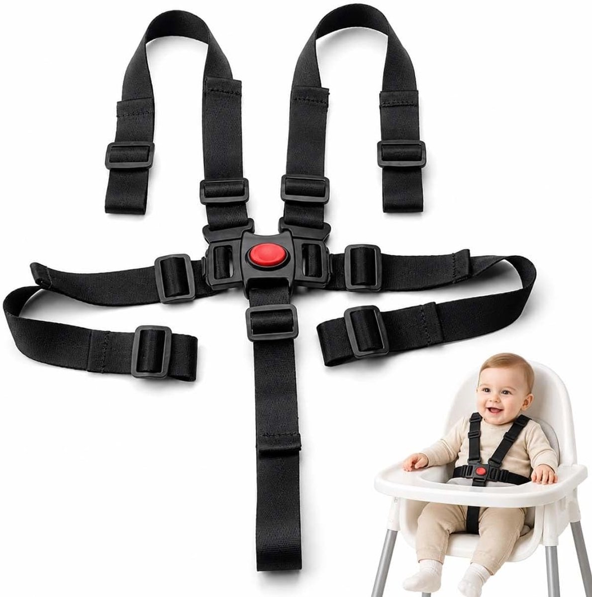 Arnes Baby 5-punts veiligheidsgordel, verstelbaar, voor kinderstoelen en kinderwagens, veiligheidsgordels voor - ShopVlot