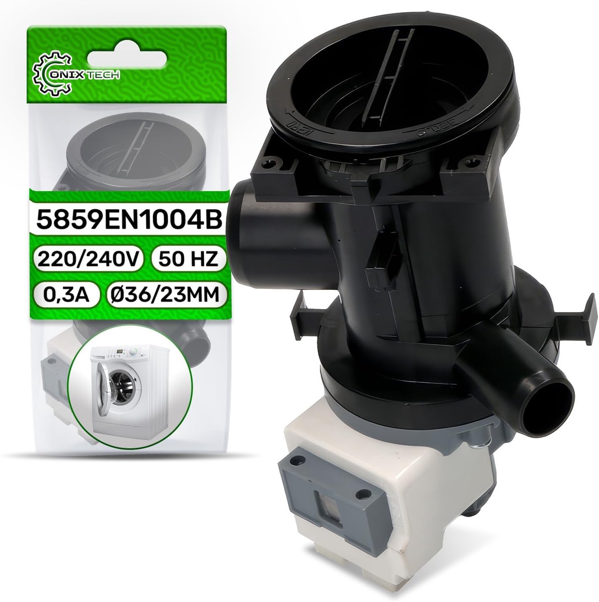 Drain pump for washing machine Ø 36/23 mm 220/240 V 0.3 A with original code 5859EN1001B 5859EN1004B 5859EN1004J - ShopVlot