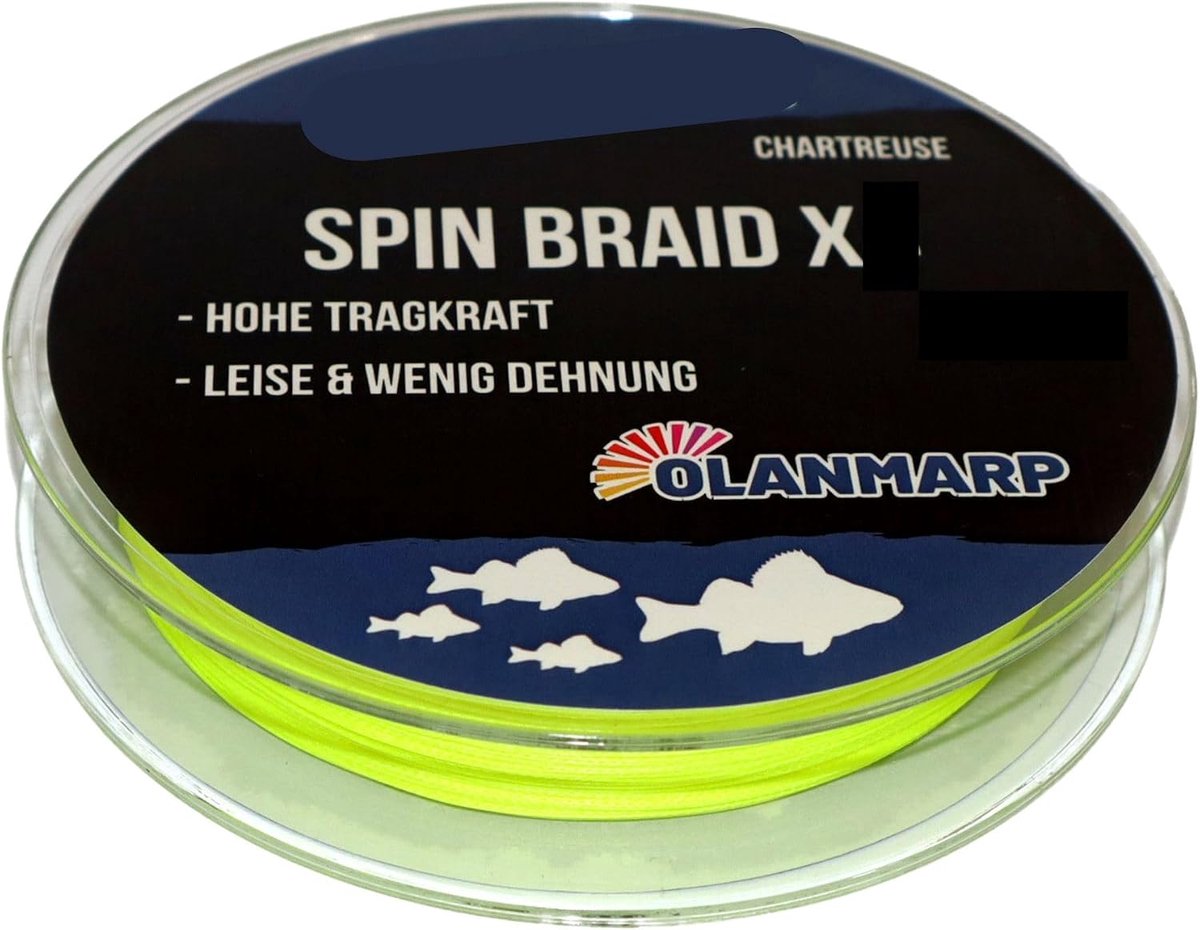 Spin Braid X gevlochten vislijn 4-voudig - Gevlochten vislijn, dun en flexibel voor alle soorten vissen, Chatreuse - ShopVlot