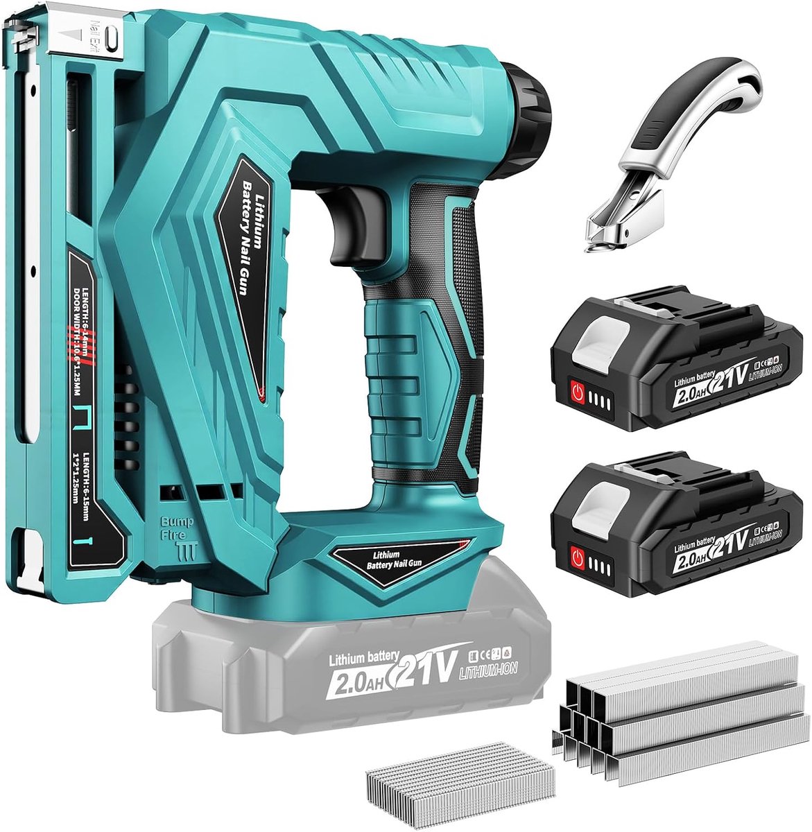 Yofuly Accutacker 2-in-1, compatibel met Makita 18 V accu, elektrische nietmachine met 2 x 2,0 Ah accu, slagkracht - ShopVlot