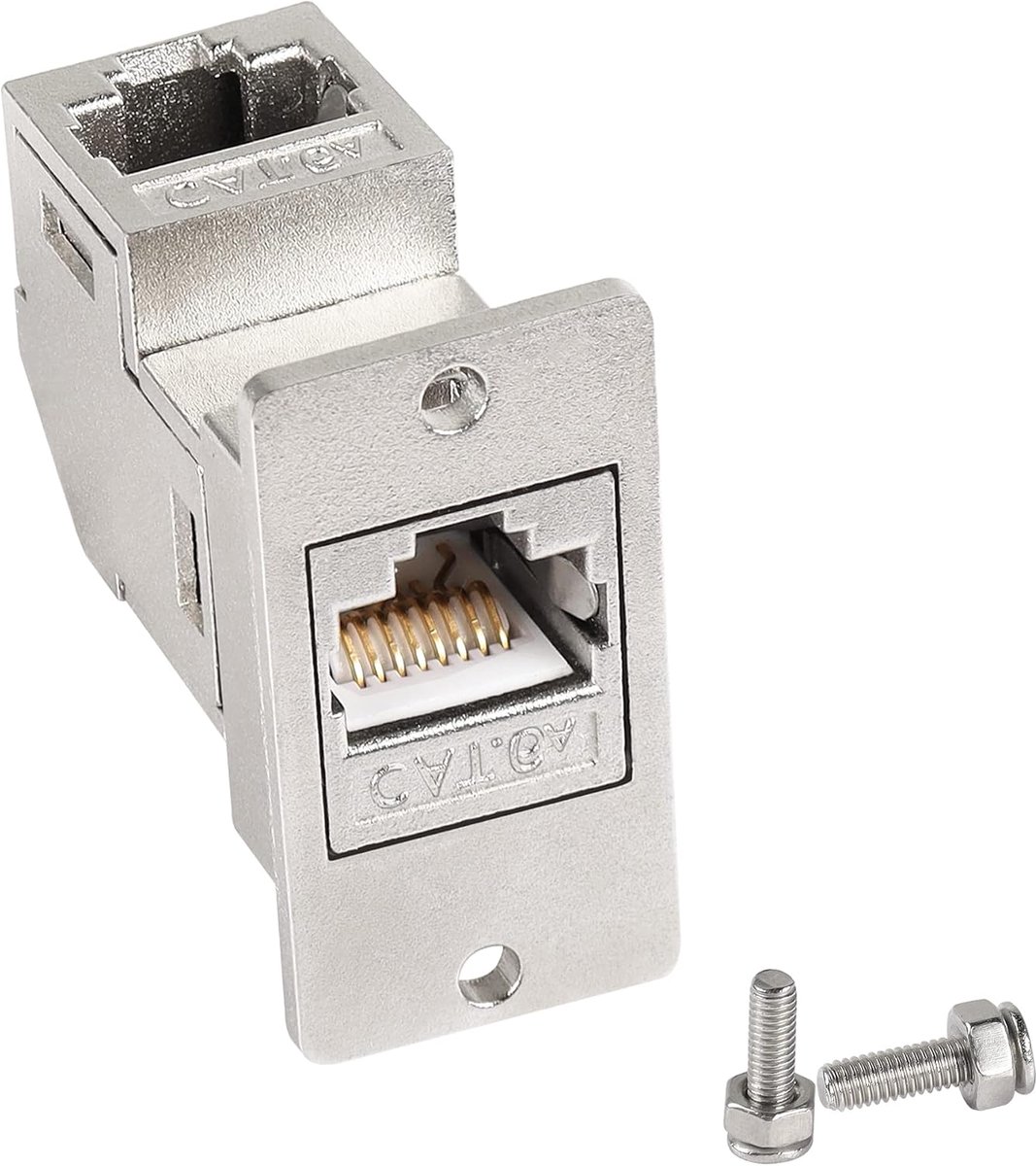 QIANRENON RJ45 CAT6A Rectangular Panel Transit Connector 8P8C Female to female 90° Network Port Docking Socket, with - ShopVlot