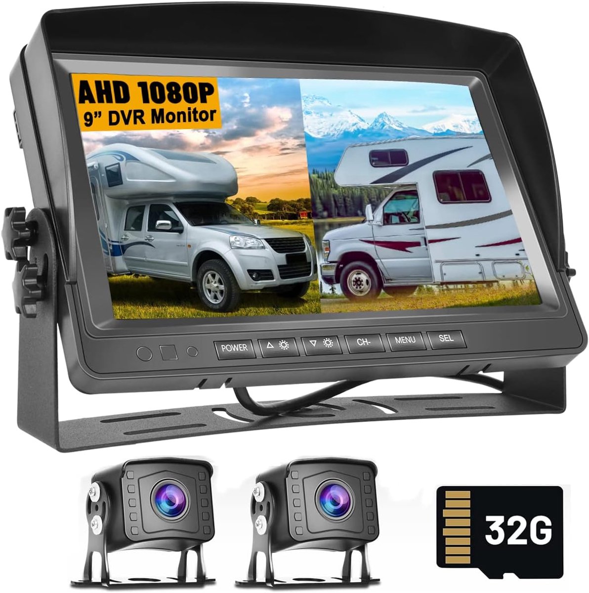 Rear View Cameras, AHD with 9 inch HD Monitor Rear View Camera for Truck - ShopVlot