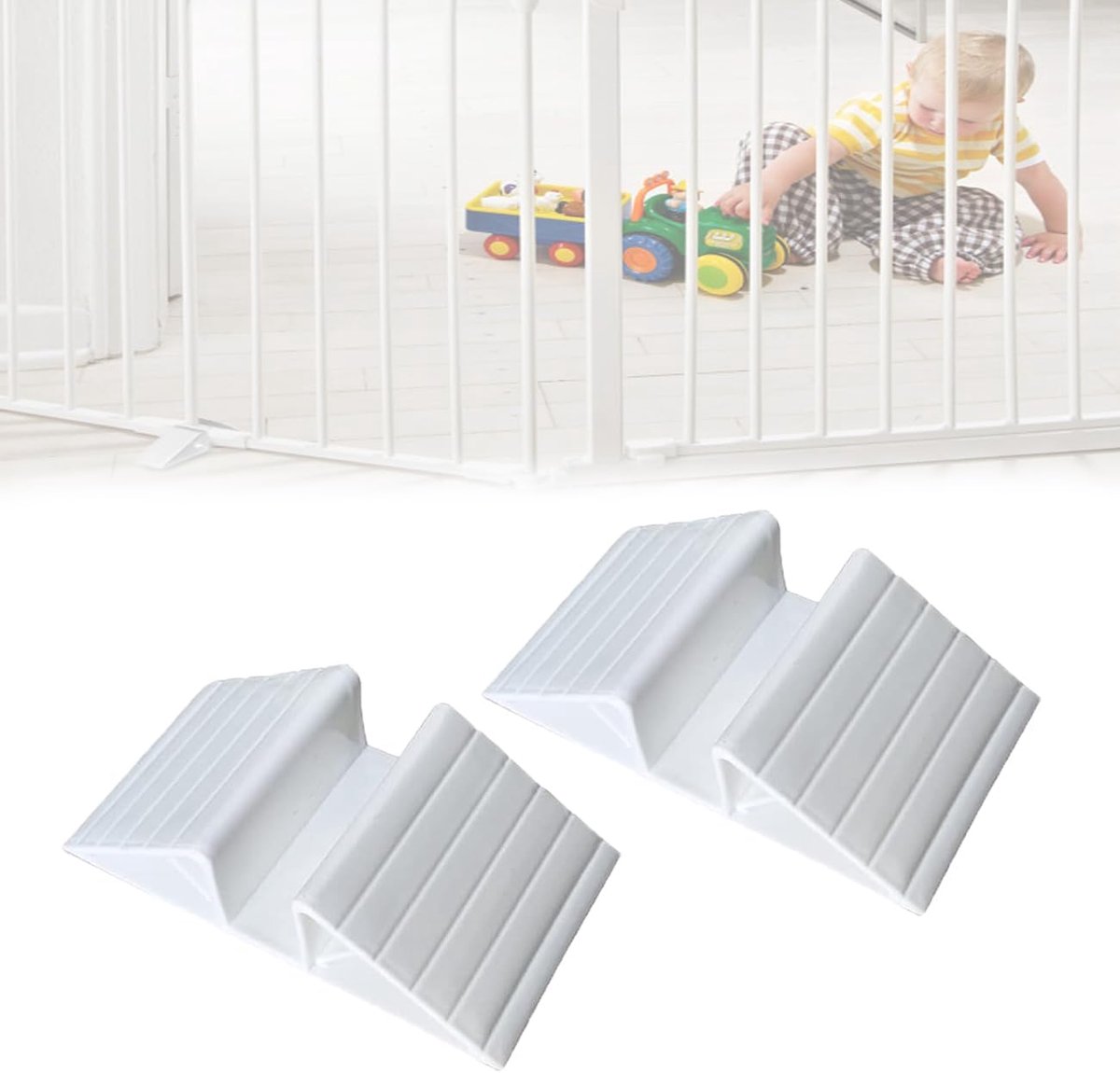 Pet Gate Triangle Stabilize Support, Anti-Kick Fall Prevention Strengthen Card Slot 4/5" Fence Barrier Stair Railing - ShopVlot