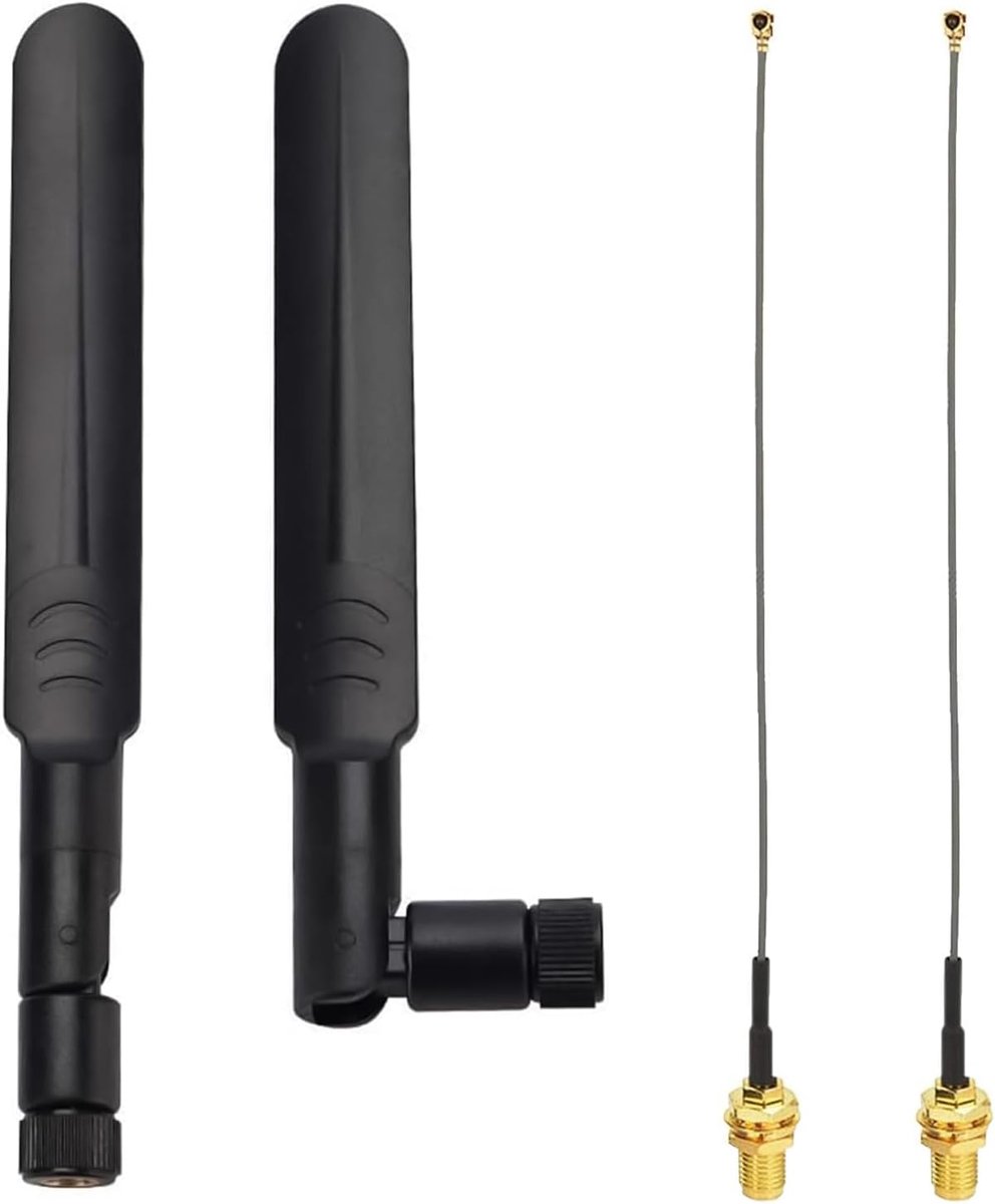 2 stuks wifi-antennes RP SMA 8dBi Dual Band 2,4 GHz 5 GHz 5,8 GHz met 2 Pigtail-kabels, 15 cm, omnidirectionele - ShopVlot