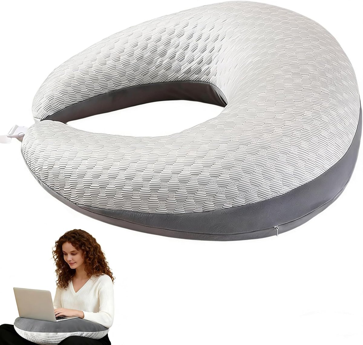 Gebreid kussen, ergonomisch kussen, gebreid kussen ter ondersteuning, gamekussen, verstelbare riemen, leeskussen, voor - ShopVlot