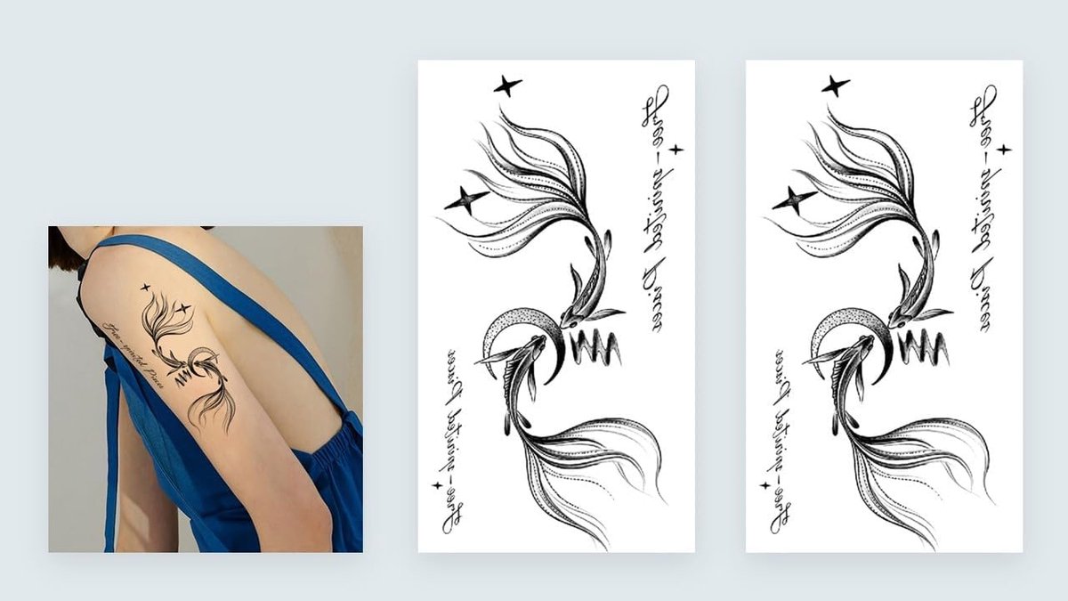 Fish Tattoo Text Tattoo Fake Tattoo Temporary Tattoo XQB680 - ShopVlot