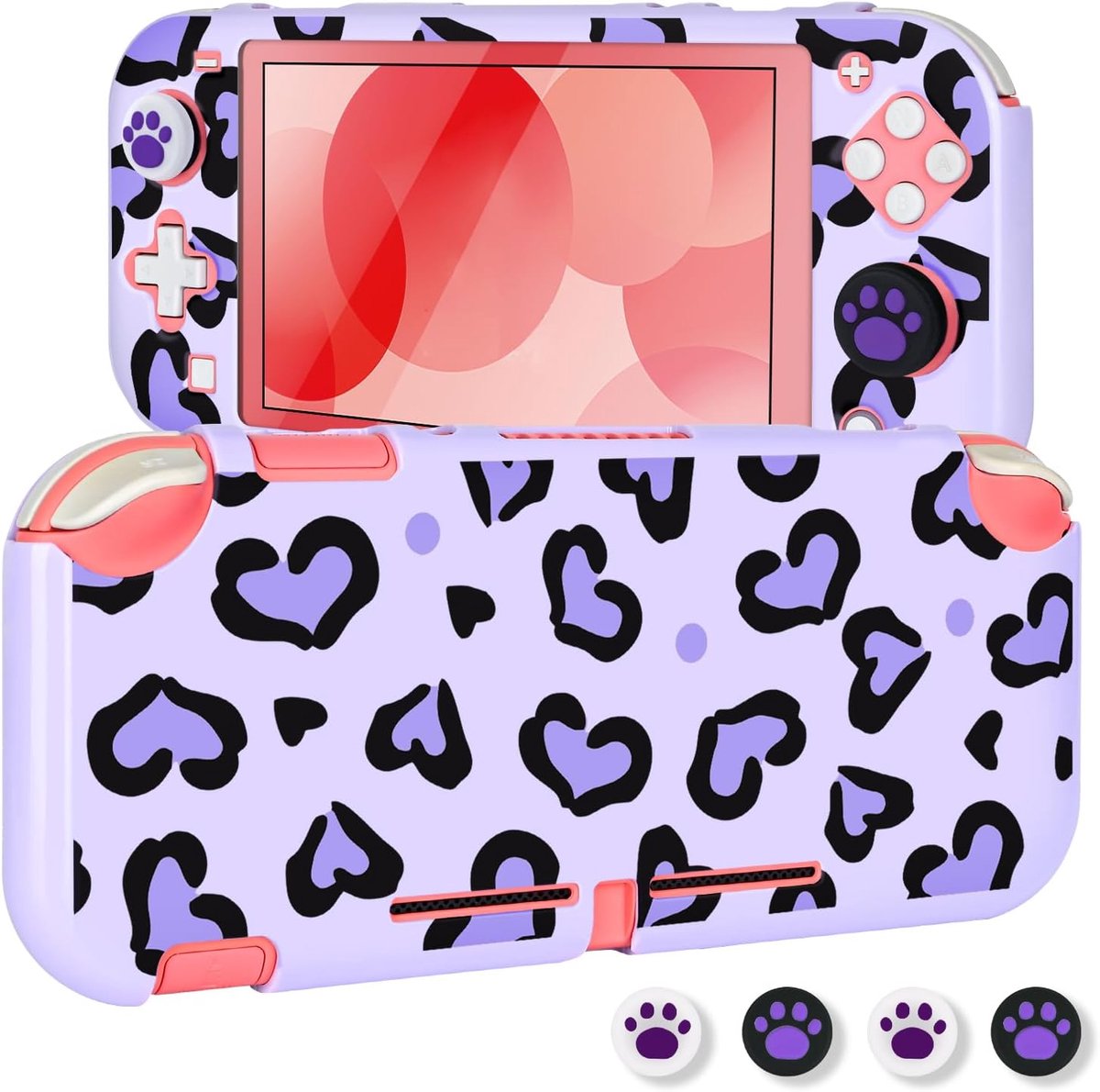 DLseego Protective Case for Switch Lite, Hearts Sturdy PC Switch Lite Case Full Protection Switch Lite Cover with 4 - ShopVlot