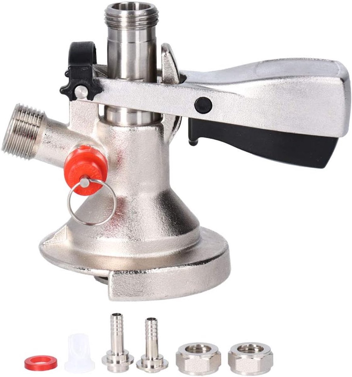 Keg Coupler, Stainless Steel Probe Brass Body Keg Tap Dispenser Homebrew Supply Beer Drink Dispensing for Beer Kegs - ShopVlot