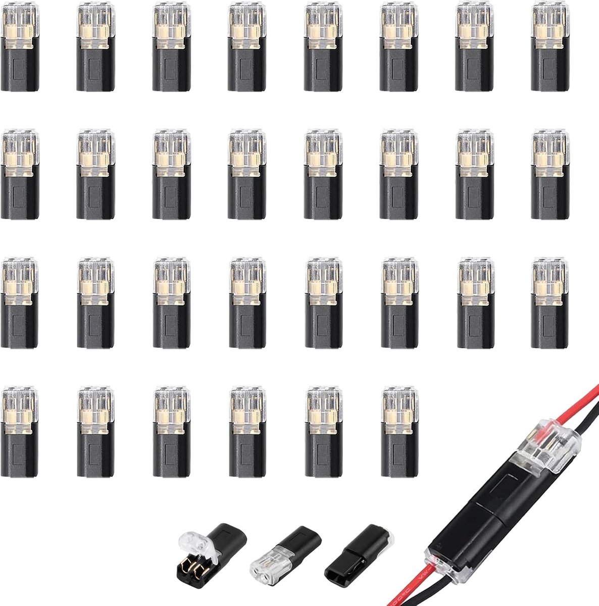 Pack of 30 Electric Quick Coupling, Waterproof, Quick Coupling, Electric, 2-Pin, for 18-22 AWG Cable, for Car Audio - ShopVlot