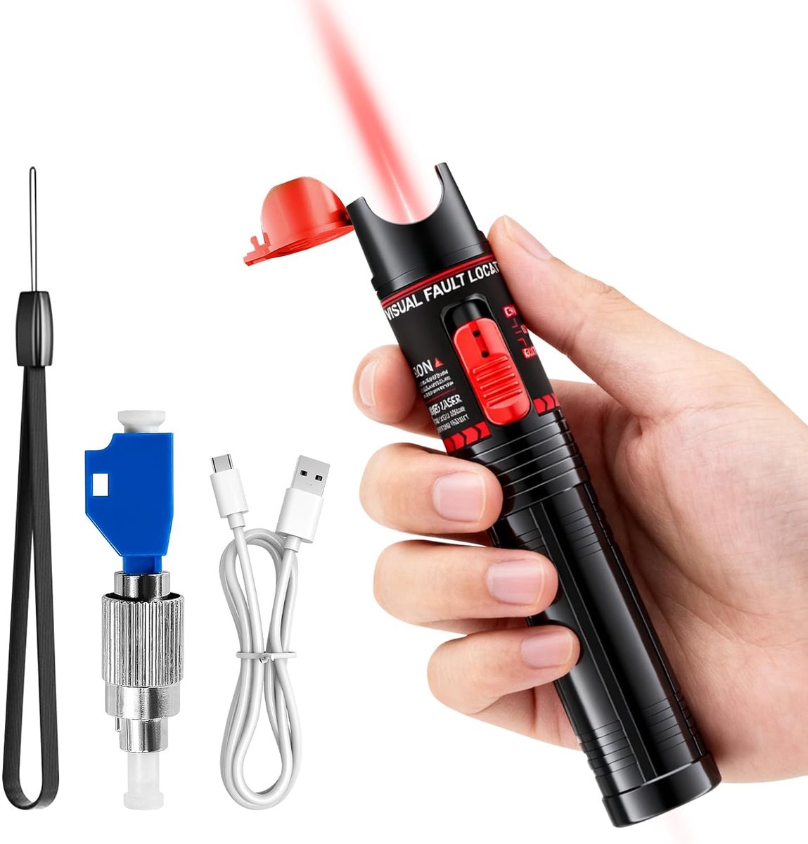 100mW Visual Fault Locator rechargeable with 2.5mm universal plug FC/SC/SF, FC plug to LC bus adapter, 100-120km VFL - ShopVlot