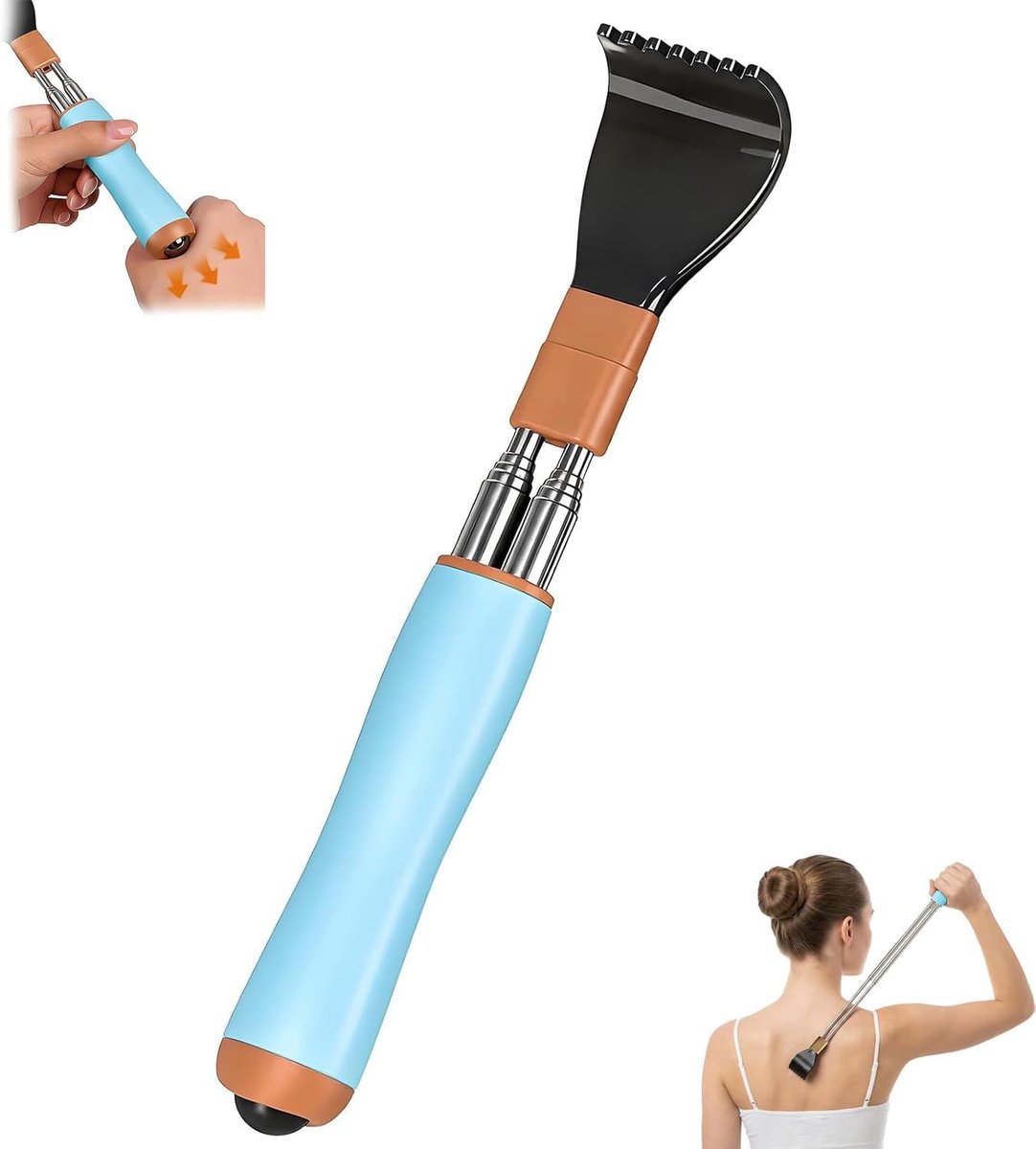 Rugkrabber telescoop 21-54 cm, uittrekbare krabhand, hemelsblauw stabiel - ShopVlot