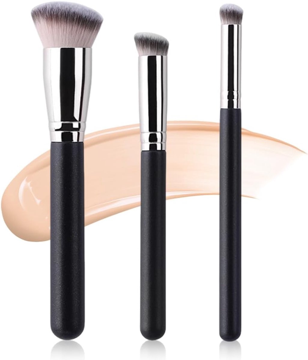 Vloeibare foundationkwast, 3 stuks, concealer-kwast voor het gezicht, blush make-up contouring, perfect voor elke - ShopVlot