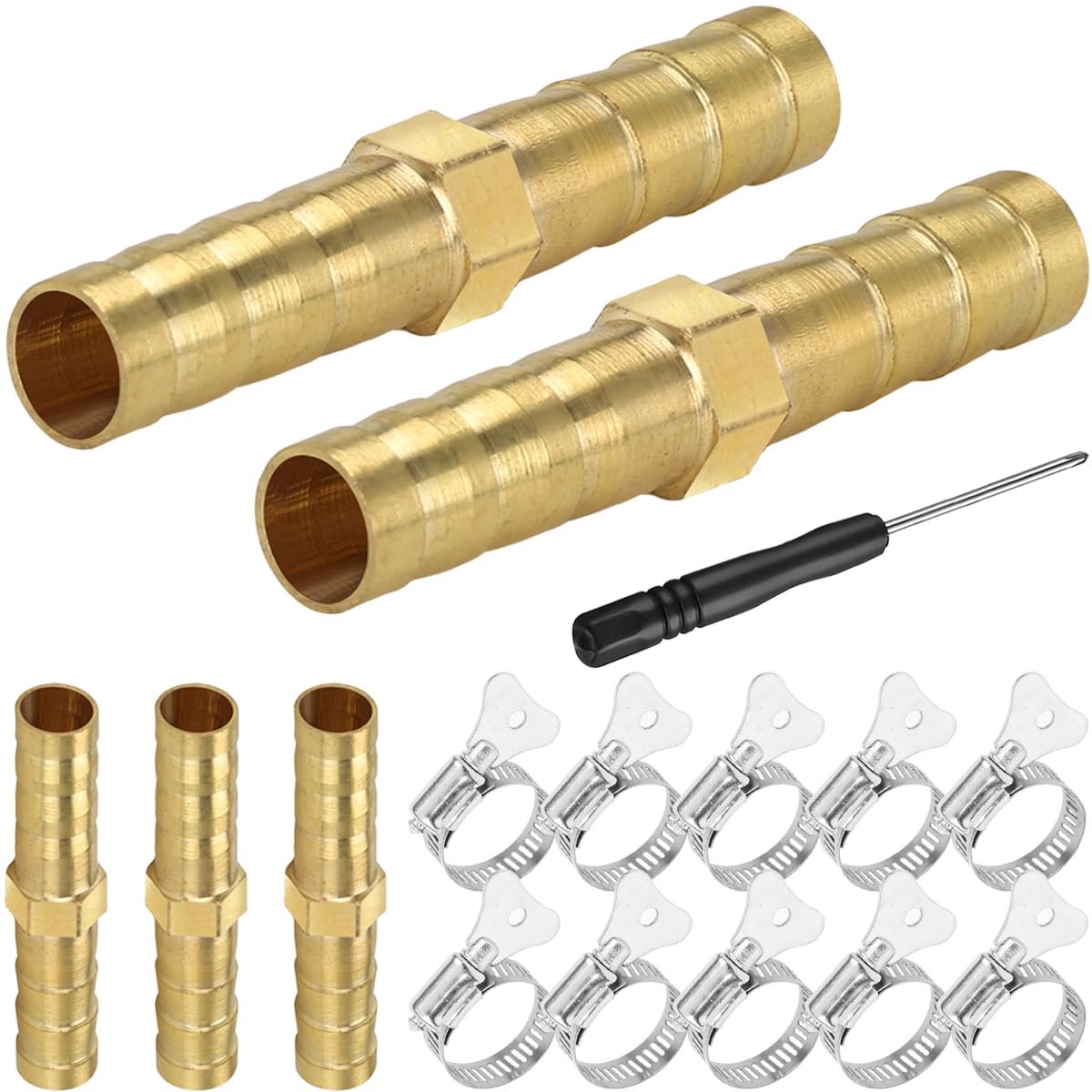 Barb Hose Fitting Brass Gas Hose Connector 6mm Straight Coupler Quick Connector Adapter voor Air Gas Water Fuel, with - ShopVlot