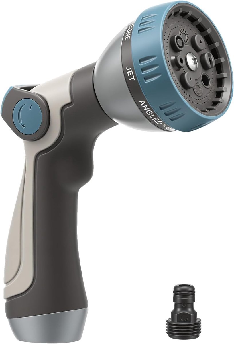 Tuinsproeier, metaal, hogedruk tuinhanddouche met 8 irrigatiepatronen, duimbesturing en anti-slip handgreep, traploze - ShopVlot