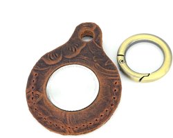 JJNUSA Vintage Leather Case Compatible with AirTags with Keychain, Keys Retro Leather Full Body Protective (1, Flower - ShopVlot