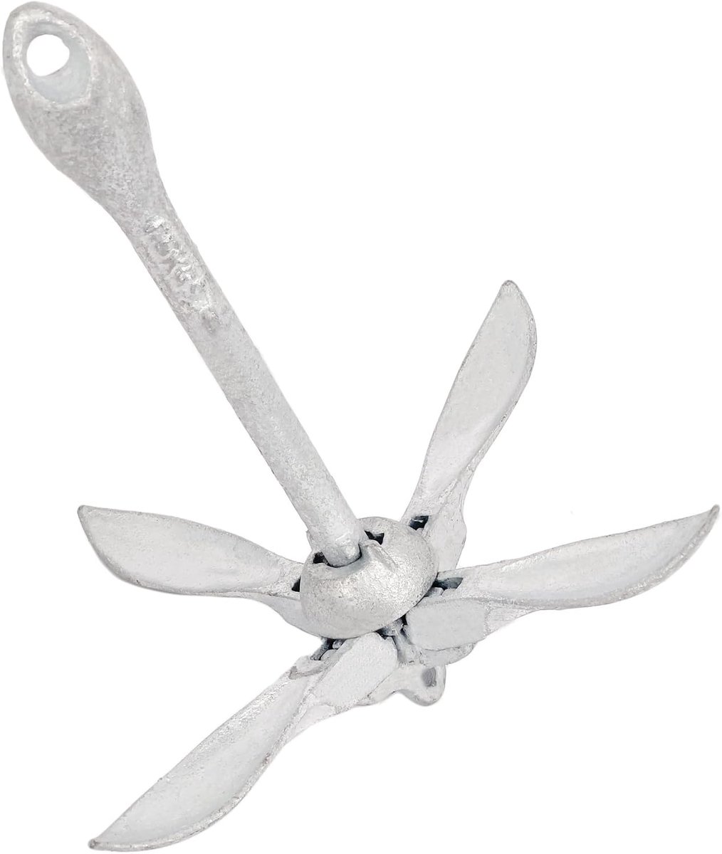 GATE14® Folding Grapnel Anchor with Reclosable Galvanised Steel Flukes 1.5kg - ShopVlot