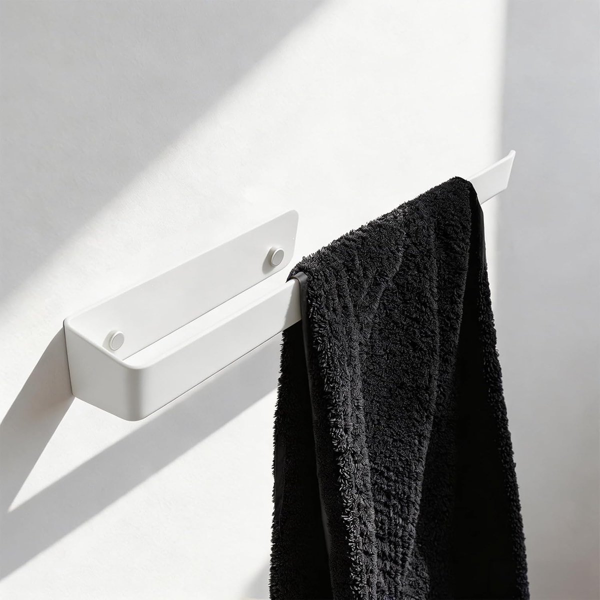 Handdoekenrek badkamer met één arm, wandmontage handdoekstang 37 cm, ijzeren handdoekhouder één arm, witte - ShopVlot