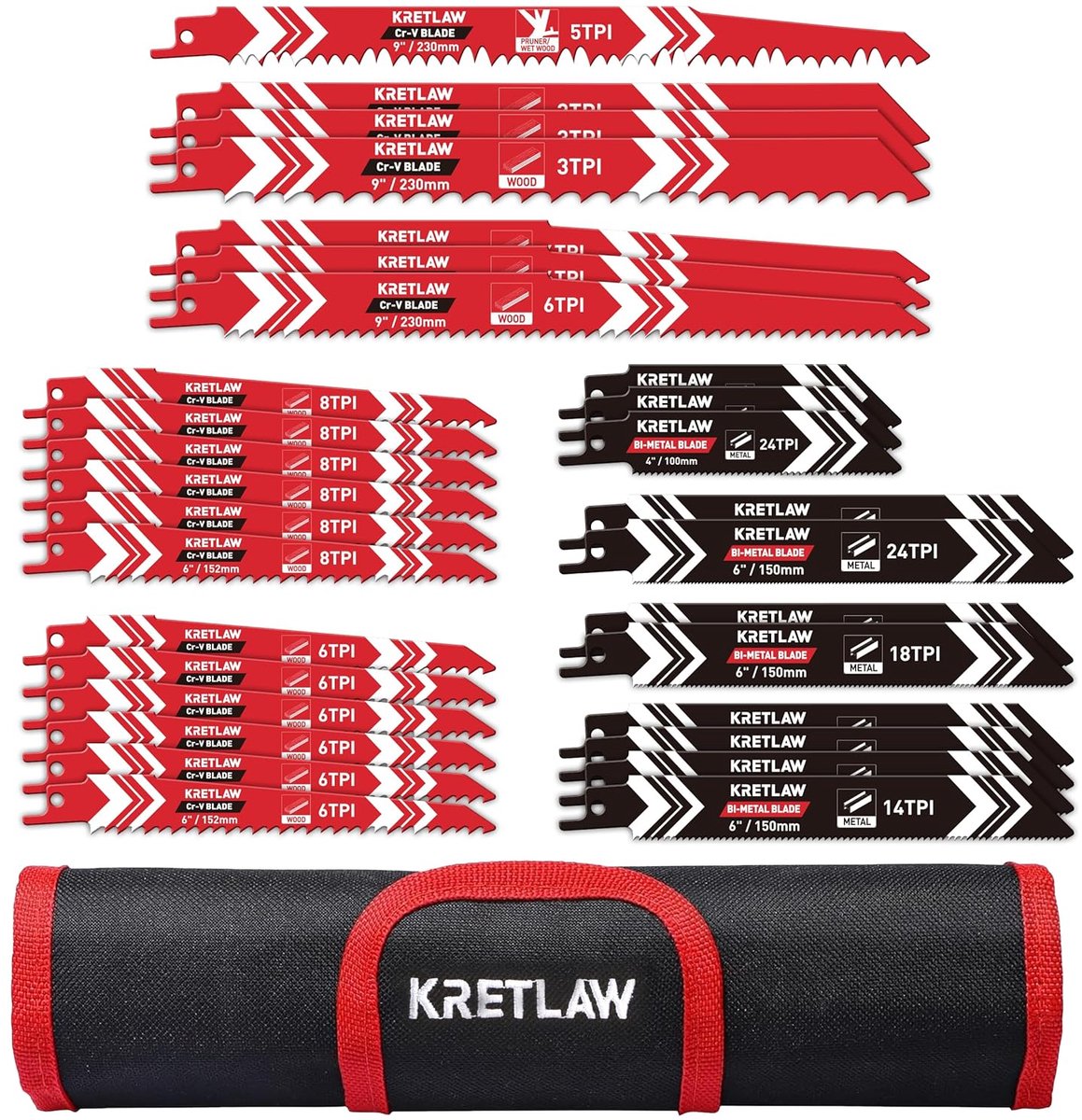 KRETLAW 36pcs reciprocating saw blades with storage bag - ShopVlot